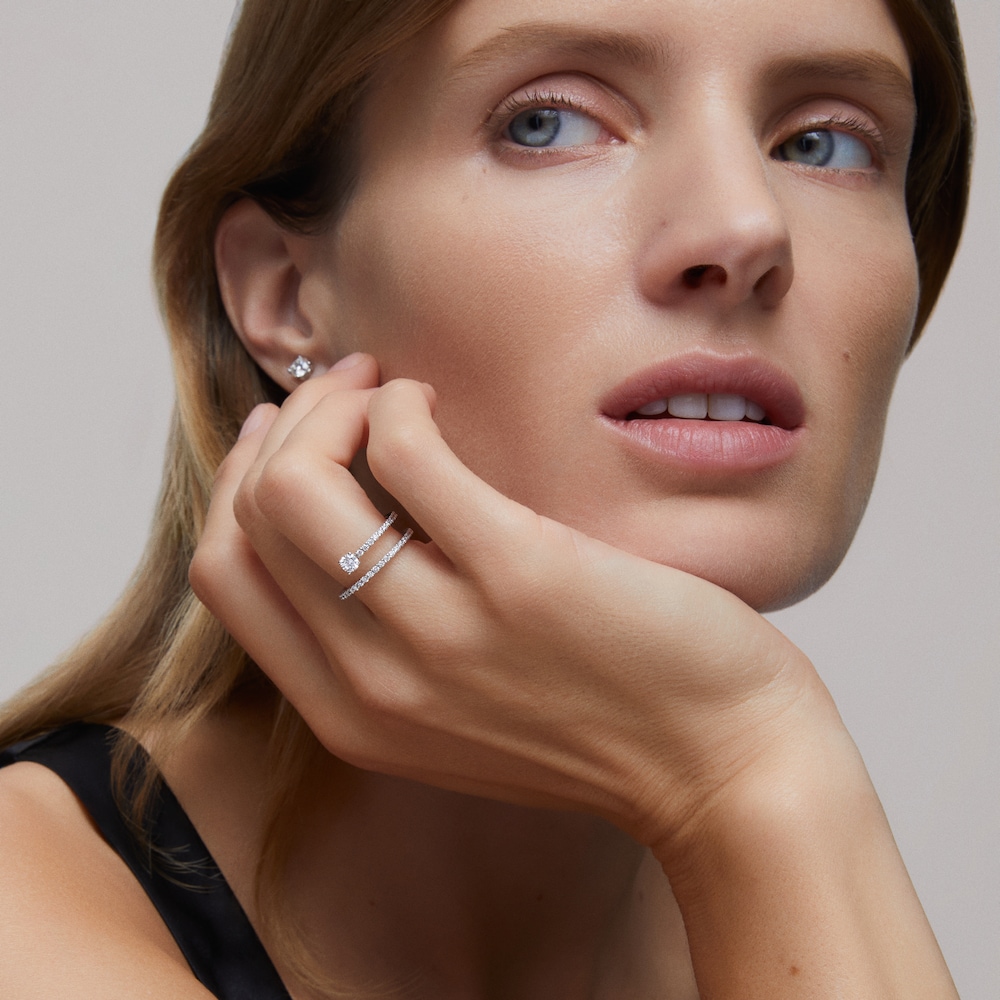 Anillo doble de oro blanco con diamantes TOUS ATELIER