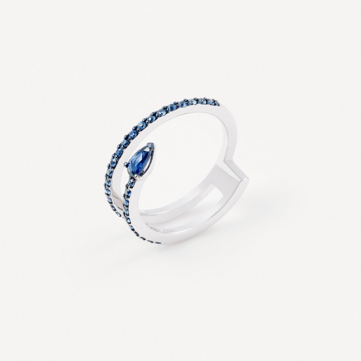White gold Double ring with pear-cut blue sapphire TOUS ATELIER