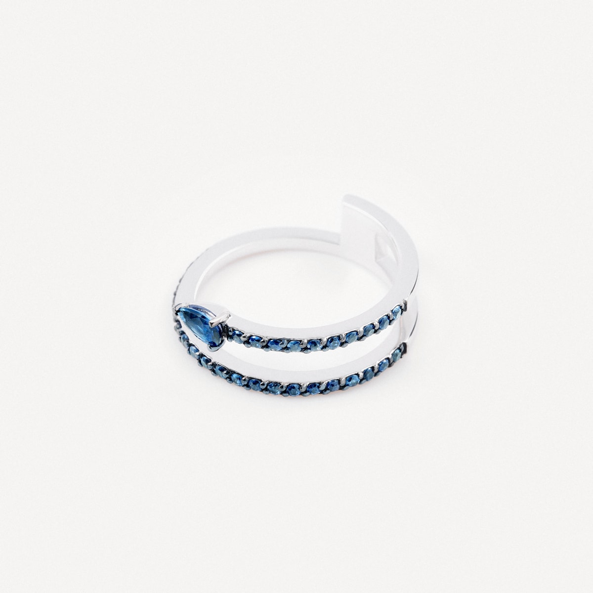 White gold Double ring with pear-cut blue sapphire TOUS ATELIER