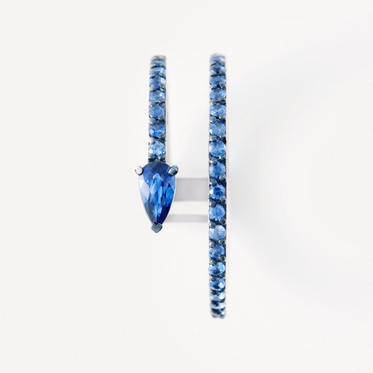 White gold Double ring with pear-cut blue sapphire TOUS ATELIER