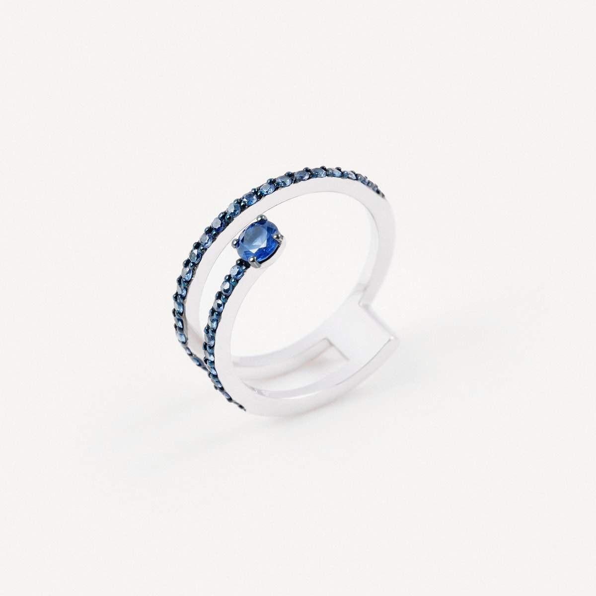 White gold Double ring with brilliant-cut blue sapphire TOUS ATELIER