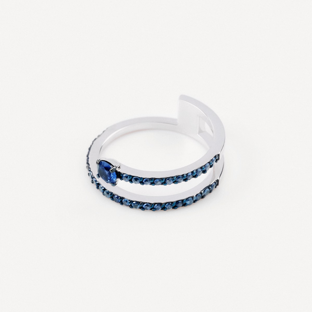 White gold Double ring with brilliant-cut blue sapphire TOUS ATELIER
