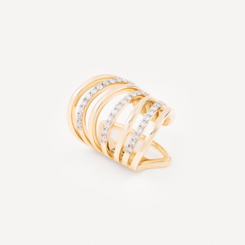 Gold, white gold and diamond three strip Earcuff TOUS ATELIER