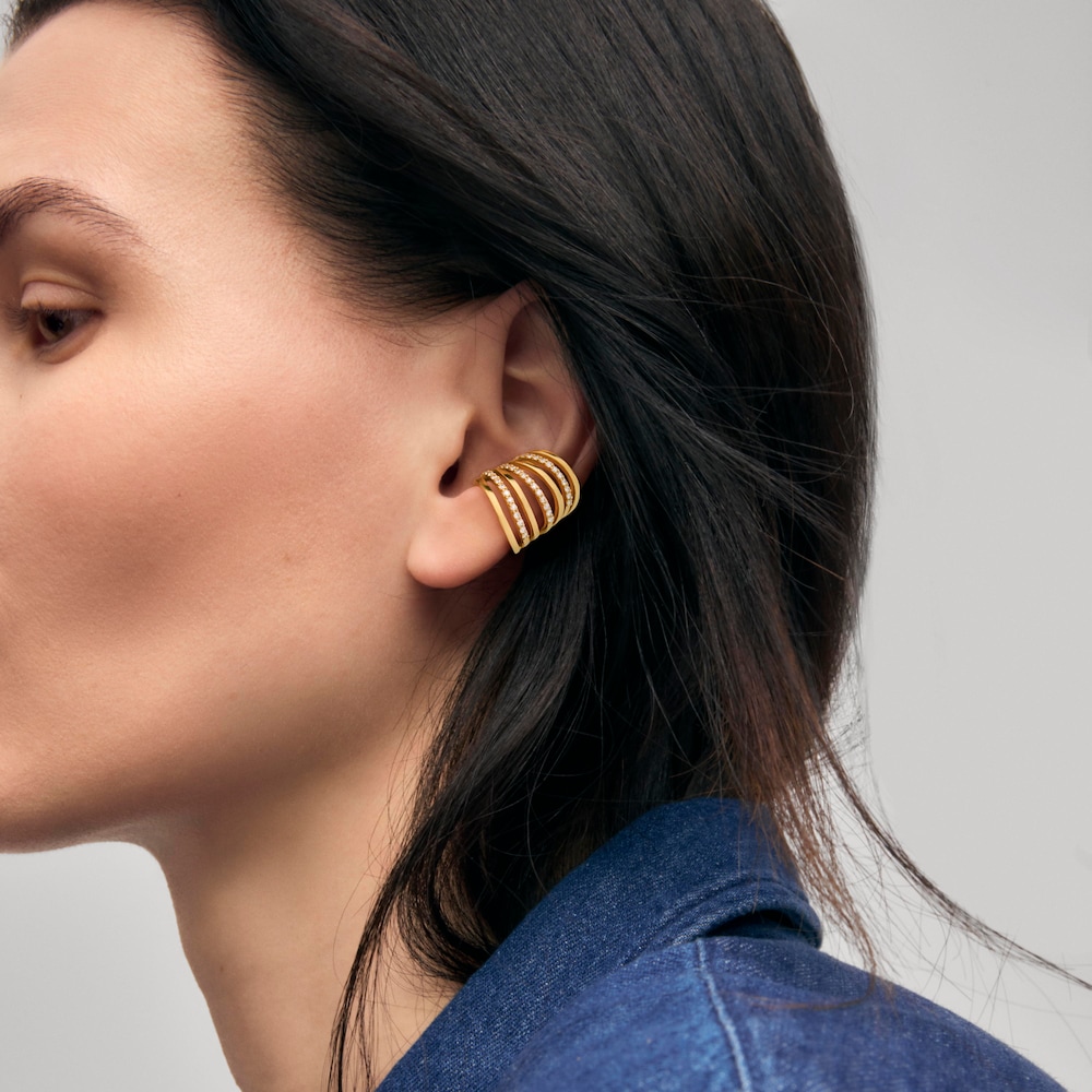 Earcuff TOUS ATELIER &mu;&epsilon; &tau;&rho;&epsilon;&iota;&sigmaf; &lambda;&omega;&rho;ί&delta;&epsilon;&sigmaf; &alpha;&pi;ό &chi;&rho;&upsilon;&sigma;ό, &lambda;&epsilon;&upsilon;&kappa;ό&chi;&rho;&upsilon;&sigma;&omicron; &kappa;&alpha;&iota; &delta;&iota;&alpha;&mu;ά&nu;&tau;&iota;&alpha;