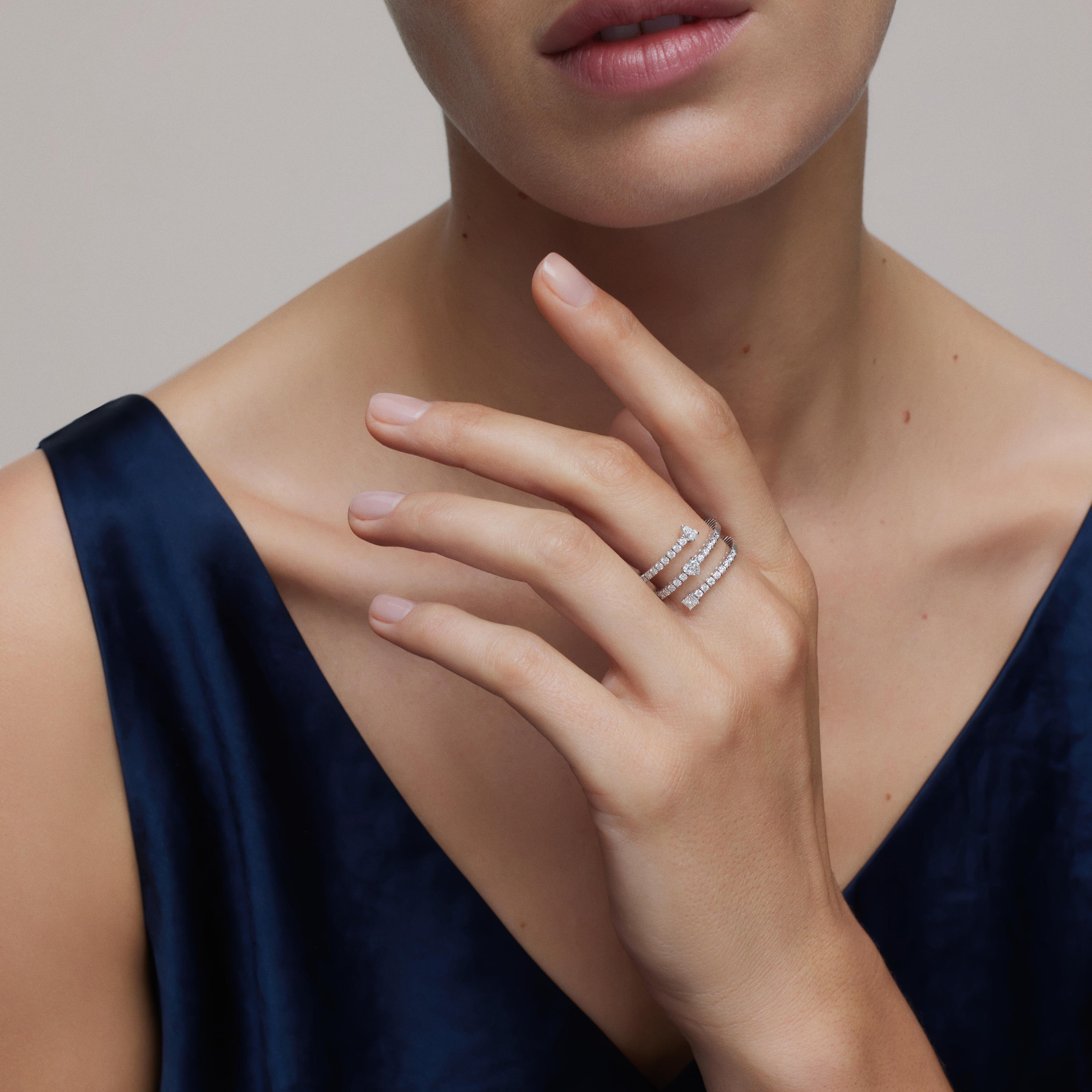 White gold triple Spiral ring with diamonds TOUS ATELIER