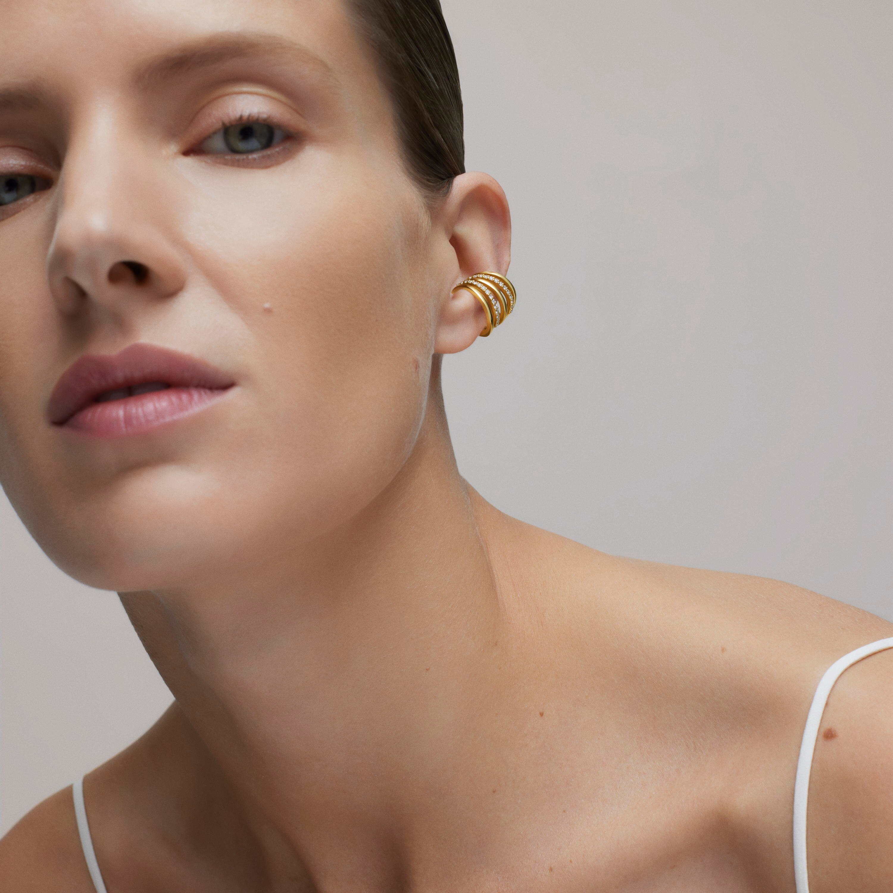 Gold, white gold and diamond two strip Earcuff TOUS ATELIER