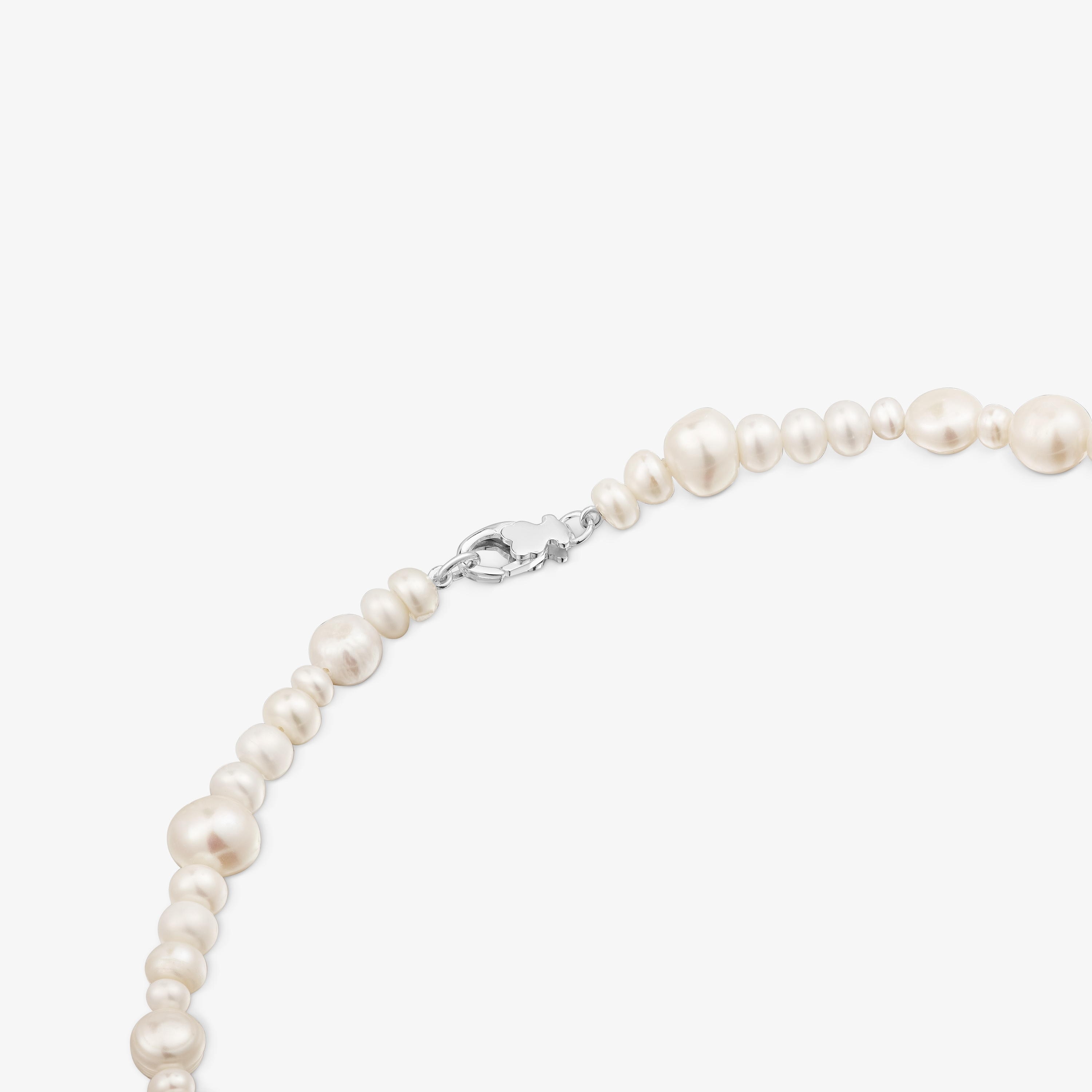 Silver Necklace with large cultured pearls Sweet Dolls