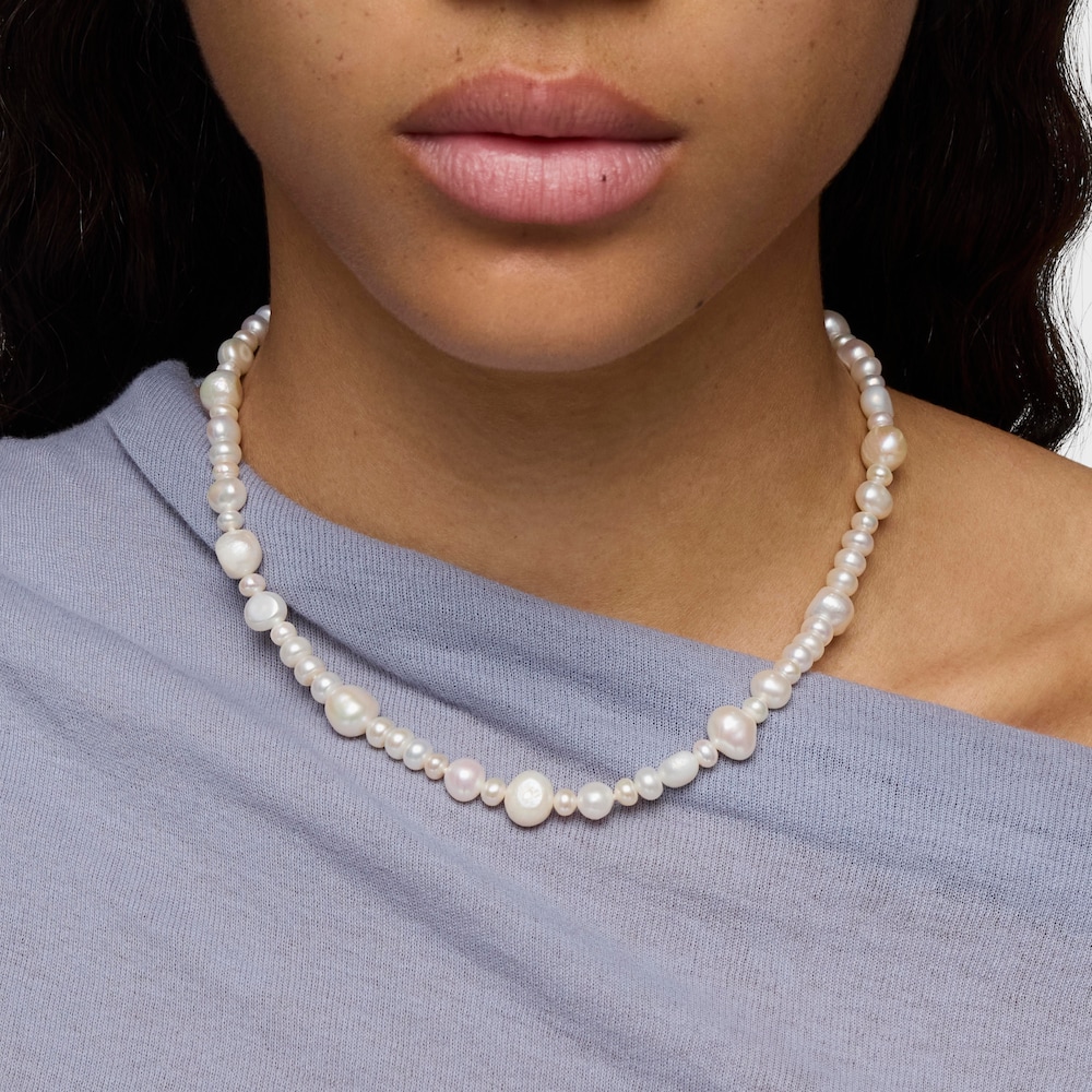 Silver Necklace with large cultured pearls Sweet Dolls