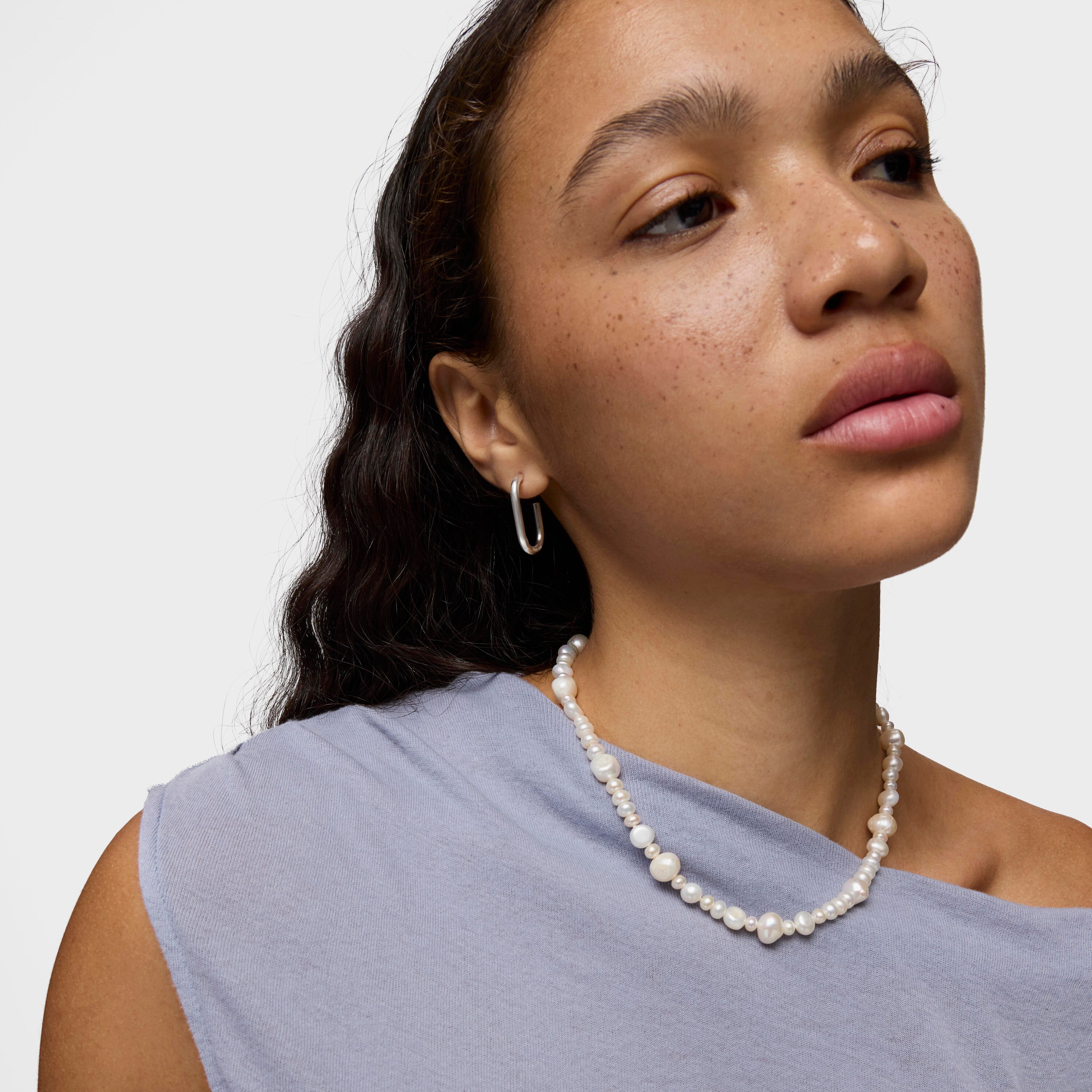 Silver Necklace with large cultured pearls Sweet Dolls