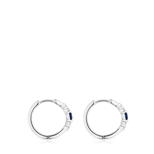 Brincos de argola em ouro branco com diamantes e safiras Tous Sweet Sapphire