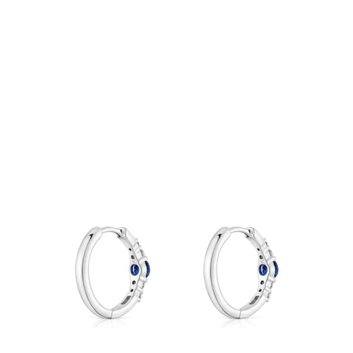 Brincos de argola em ouro branco com diamantes e safiras Tous Sweet Sapphire