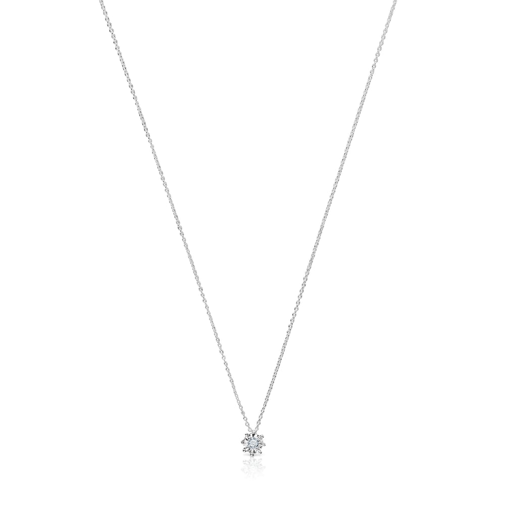 Colar curto rosácea em ouro branco e diamantes 0,10 ct Les Classiques