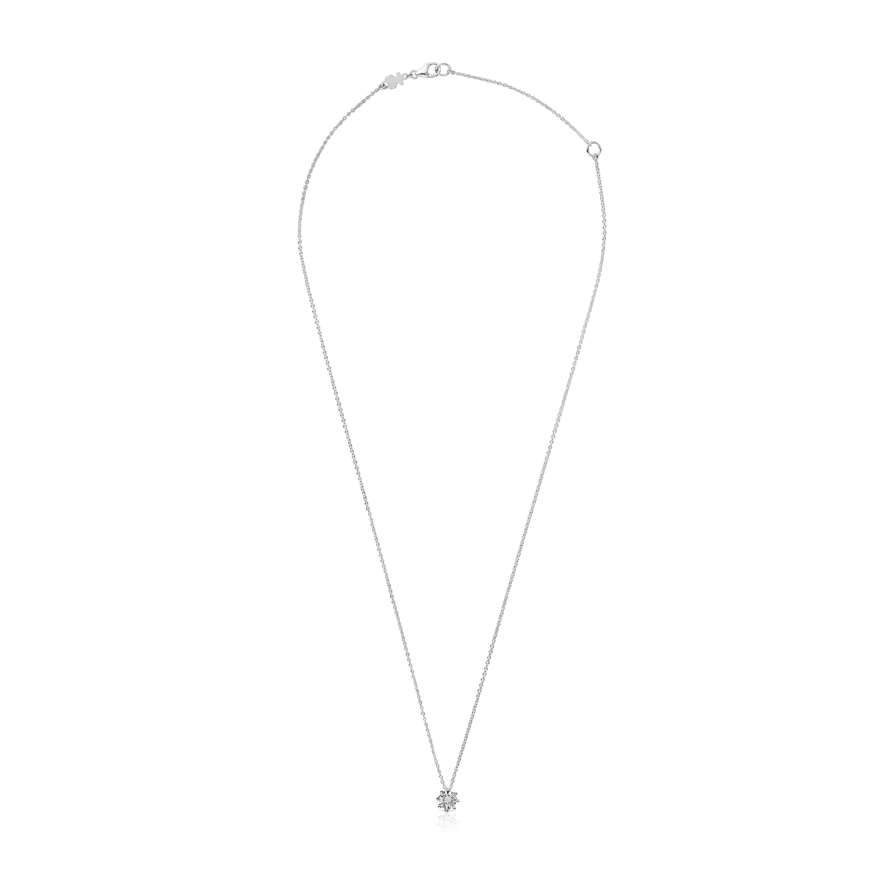 Short rosette Necklace in white gold with 0.10 ct diamond Les Classiques