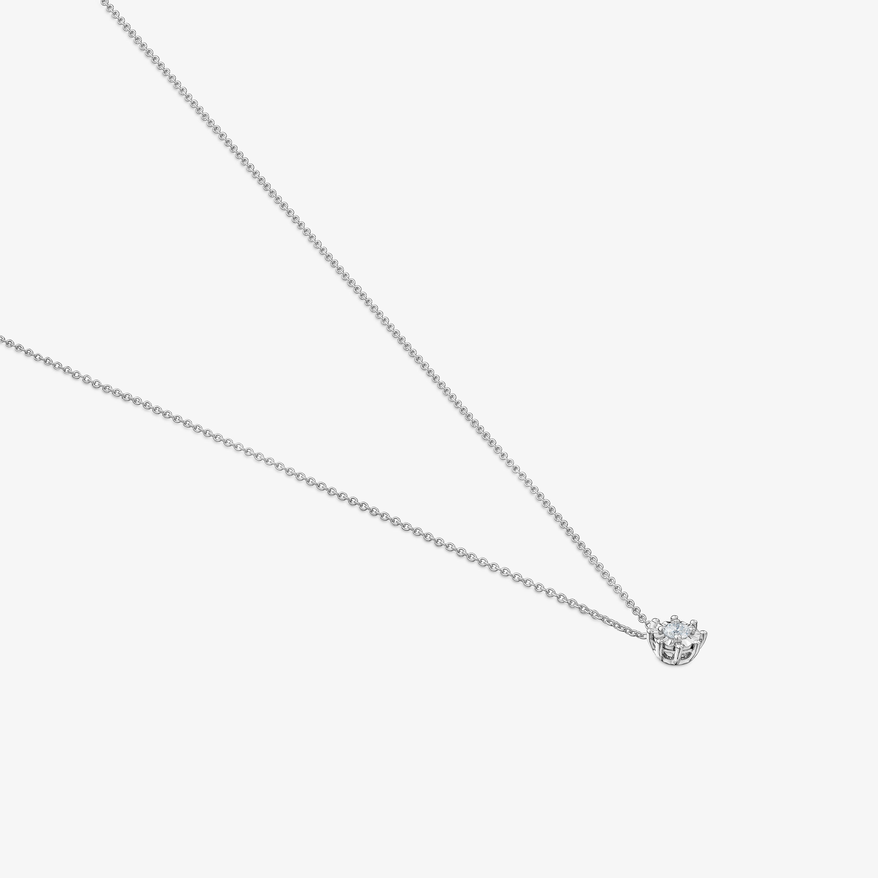 Short rosette Necklace in 18K white gold with 0.10 ct diamond Les Classiques