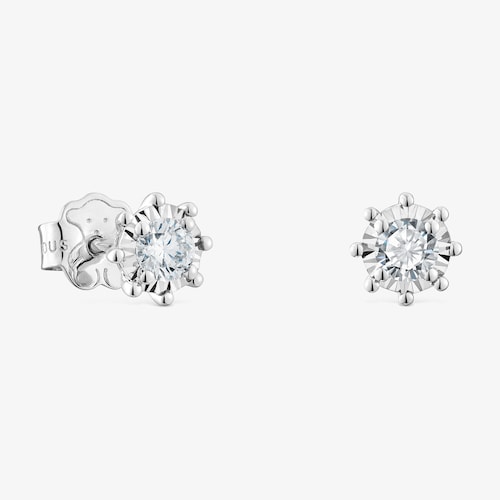 Pendientes peque&ntilde;os de oro blanco y diamantes 0,20 ct Les Classiques