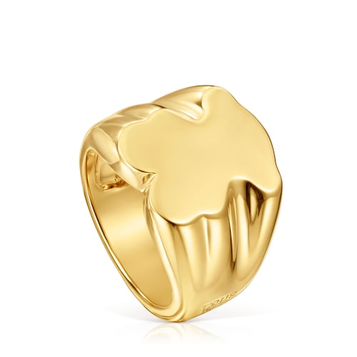 16 mm bear Signet ring with 18 kt gold plating over silver Sweet Dolls