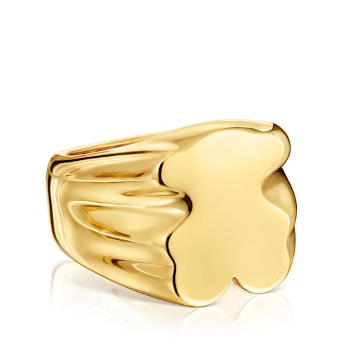 16 mm bear Signet ring with 18 kt gold plating over silver Sweet Dolls