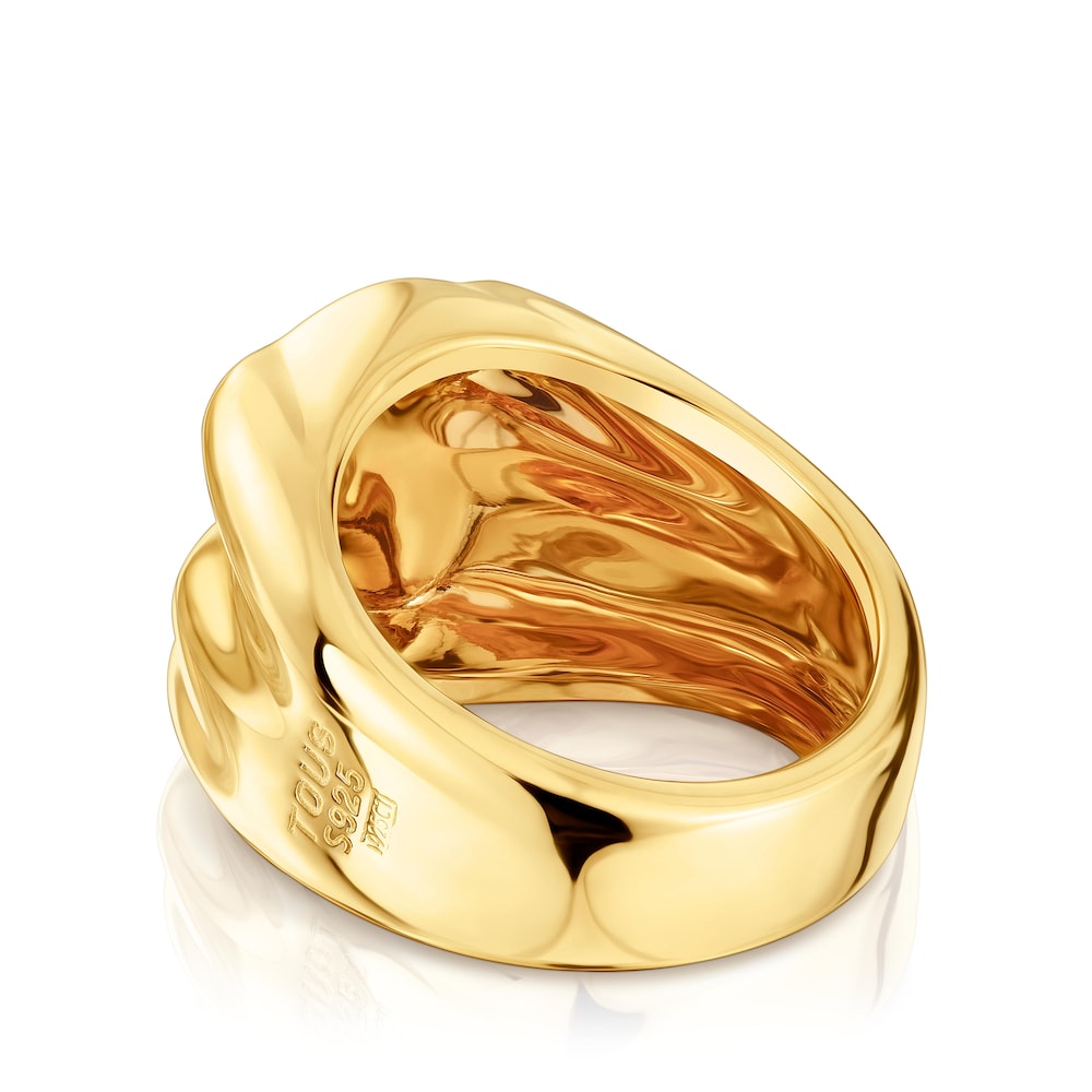 16 mm bear Signet ring with 18 kt gold plating over silver Sweet Dolls image number 2