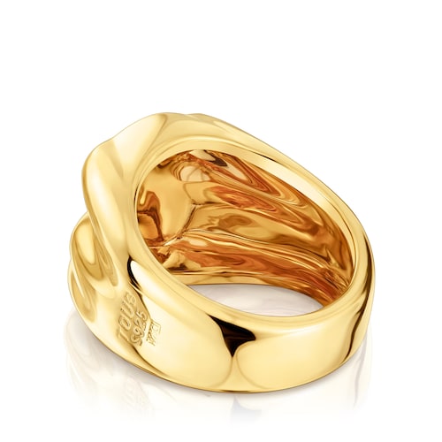16 mm bear Signet ring with 18 kt gold plating over silver Sweet Dolls