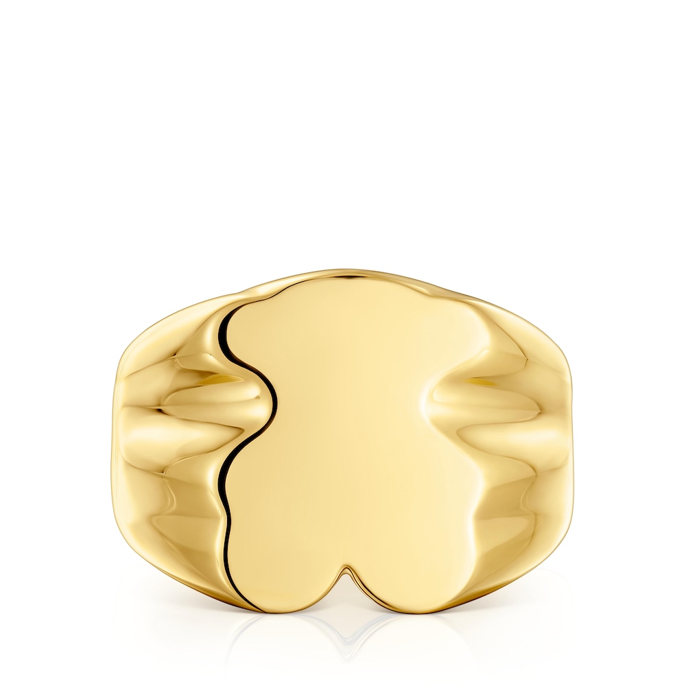 16 mm bear Signet ring with 18 kt gold plating over silver Sweet Dolls image number 3