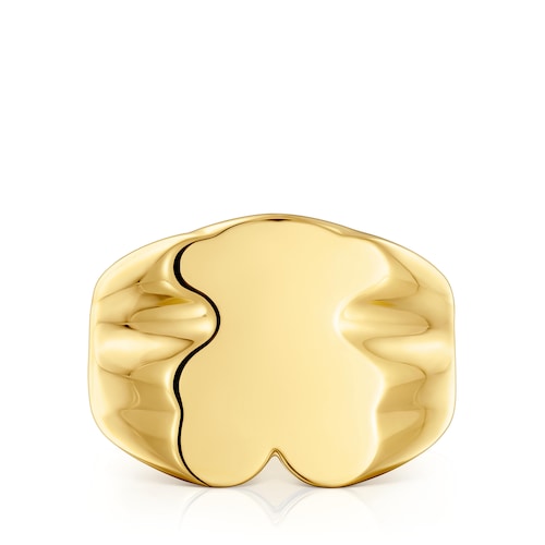 16 mm bear Signet ring with 18 kt gold plating over silver Sweet Dolls