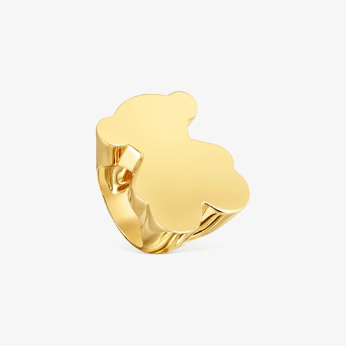 Anillo sello oso 30 mm con ba&ntilde;o de oro 18&nbsp;kt sobre plata Sweet Dolls