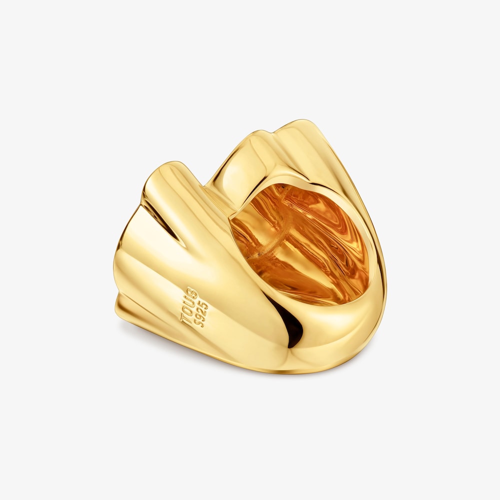 Pečatn&yacute; prsteň s&nbsp;30&nbsp;mm medved&iacute;kom s&nbsp;18&nbsp;kt pozl&aacute;ten&iacute;m na striebre Sweet Dolls