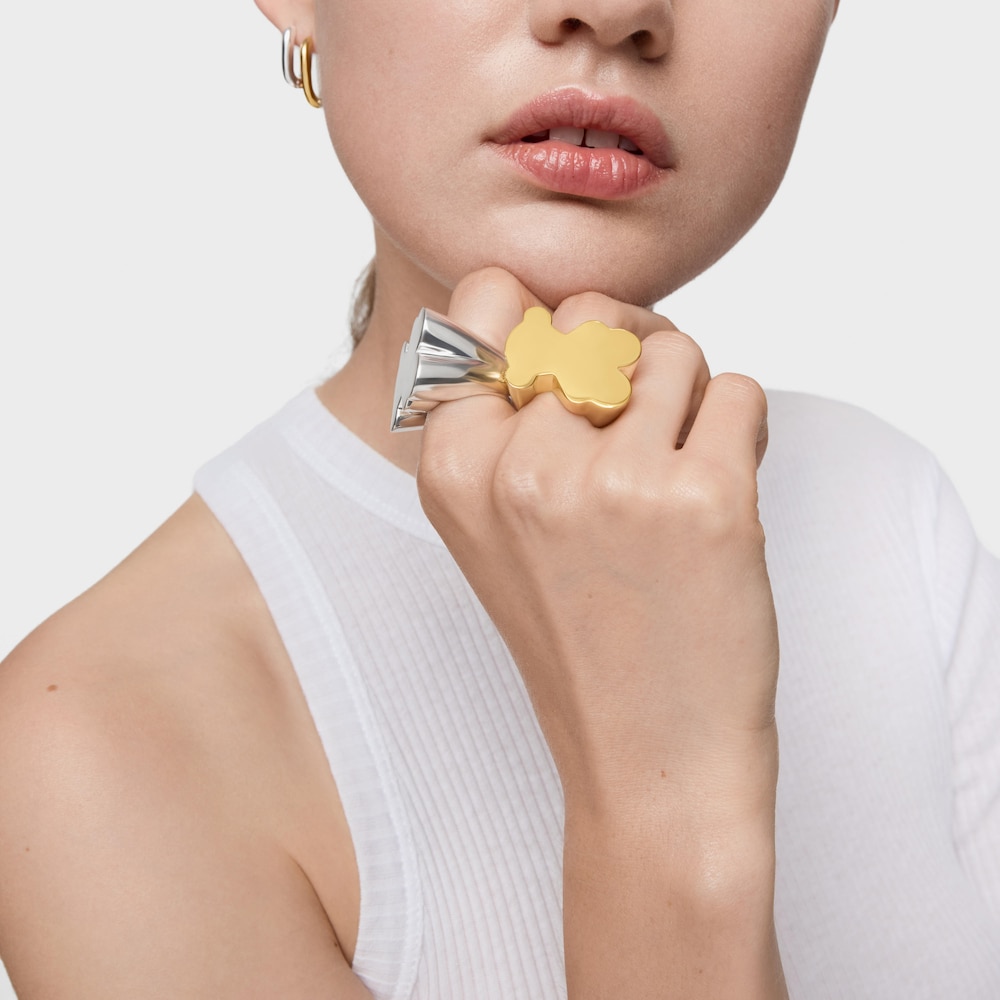 Pečatn&yacute; prsteň s&nbsp;30&nbsp;mm medved&iacute;kom s&nbsp;18&nbsp;kt pozl&aacute;ten&iacute;m na striebre Sweet Dolls