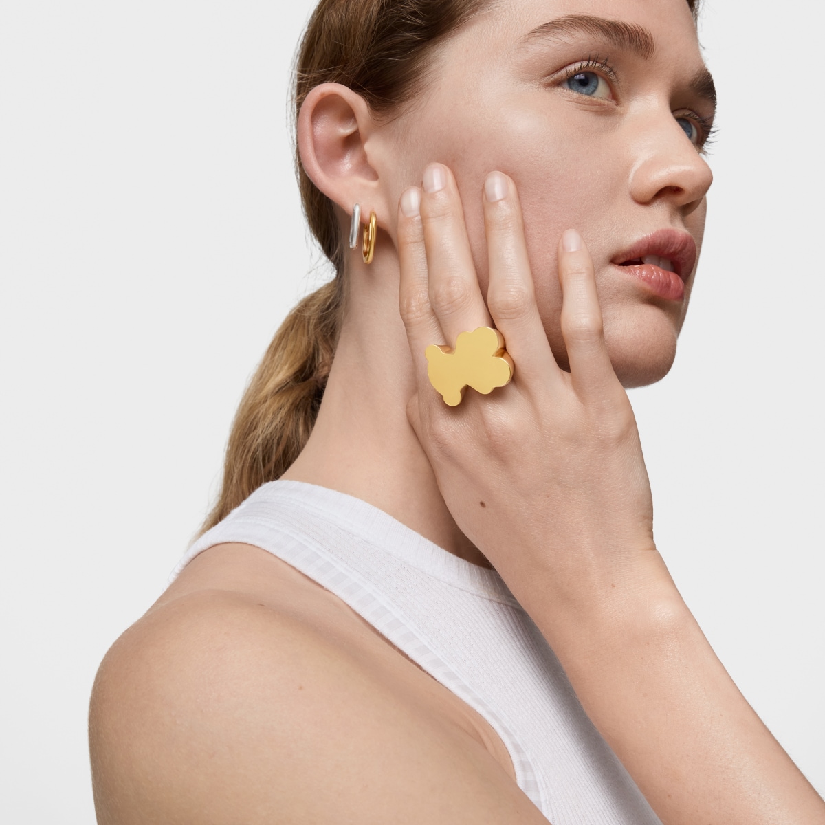 34 mm bear Signet ring with 18 kt gold plating over silver Sweet Dolls