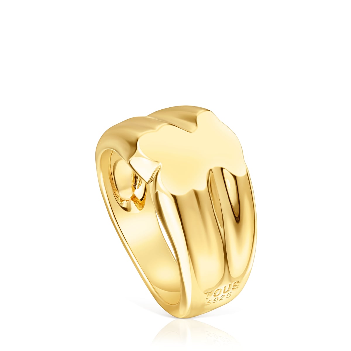 Tous - Anillo Sello Oso 10 Mm Con Baño De Oro 18 Kt Sobre Plata Sweet Dolls Talla 17