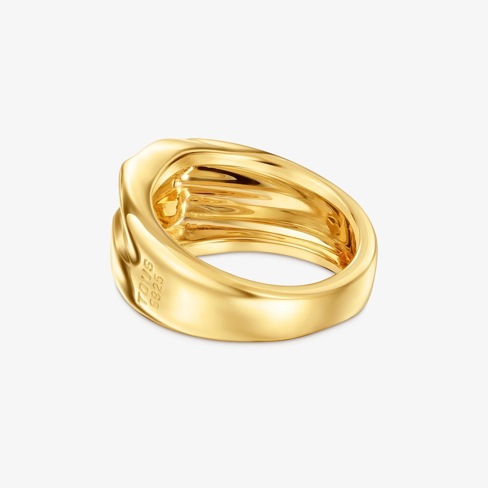 Pečatn&yacute; prsteň s&nbsp;10&nbsp;mm medved&iacute;kom s&nbsp;18&nbsp;kt pozl&aacute;ten&iacute;m na striebre Sweet Dolls