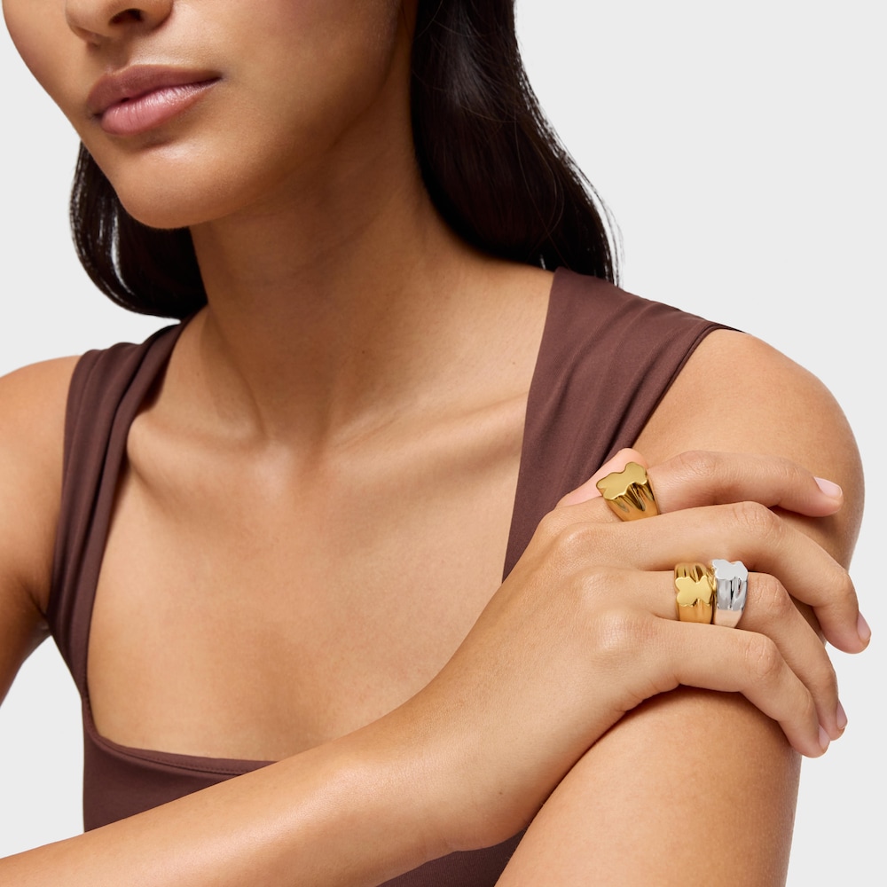 Pečatn&yacute; prsteň s&nbsp;10&nbsp;mm medved&iacute;kom s&nbsp;18&nbsp;kt pozl&aacute;ten&iacute;m na striebre Sweet Dolls