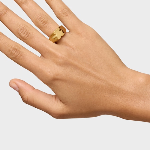 14 mm bear Signet ring with 18 kt gold plating over silver Sweet Dolls