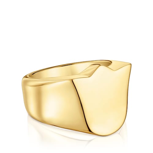 Anillo sello tulipa con baño de oro 18 kt sobre plata Sweet Dolls