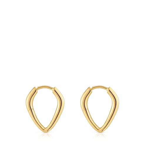 Short, pointed Hoop earrings in 18 kt gold plating over silver TOUS Basics