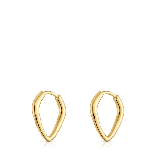 Short, pointed Hoop earrings in 18 kt gold plating over silver TOUS Basics