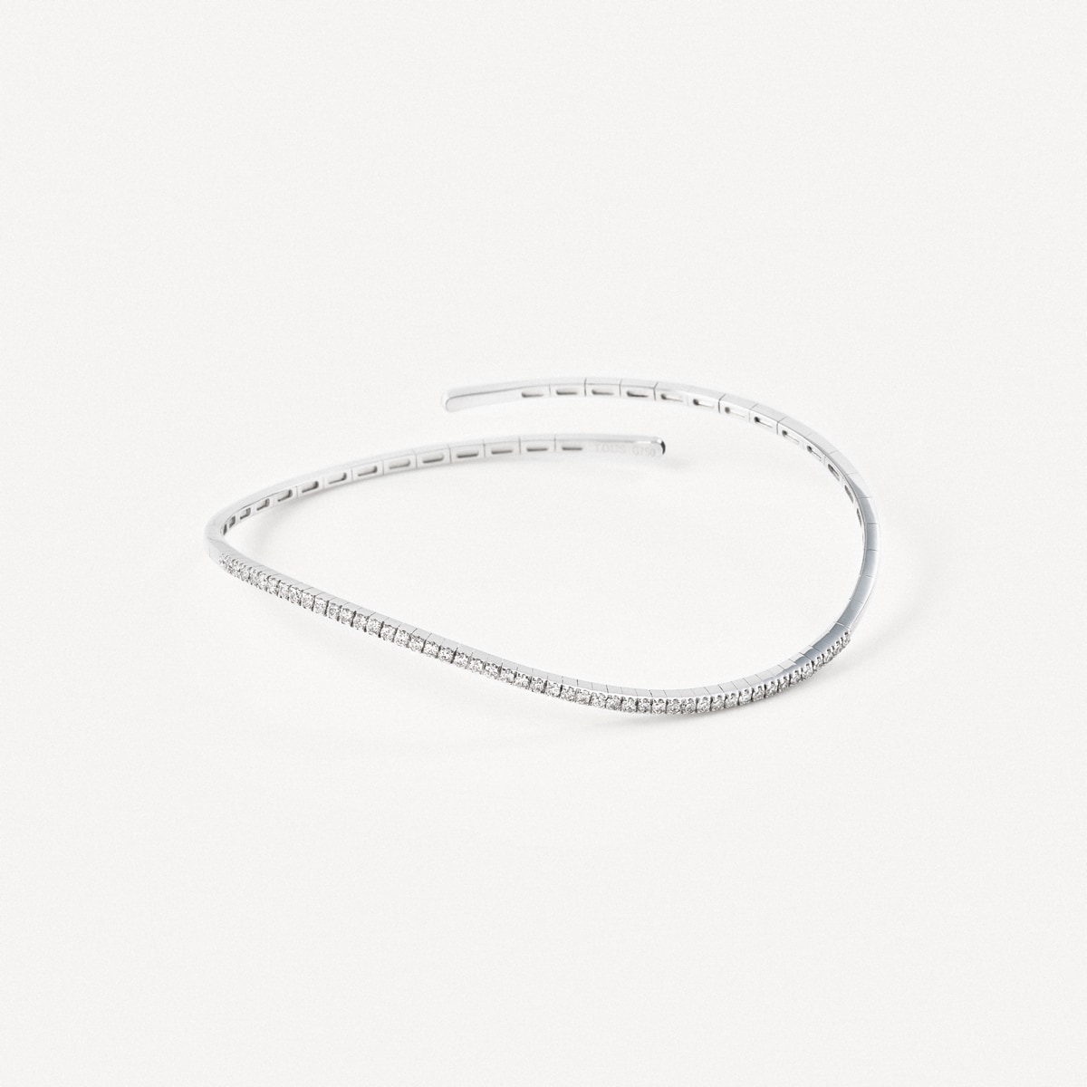Pulsera Abierta De Oro Blanco Con Diamantes Atelier