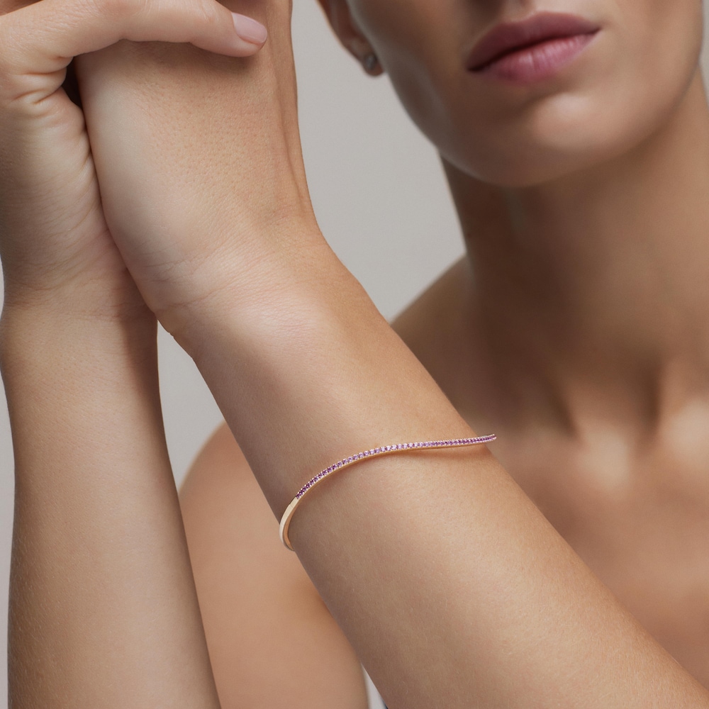 Otwarta bransoletka ze złota z r&oacute;żowym szafirem TOUS ATELIER