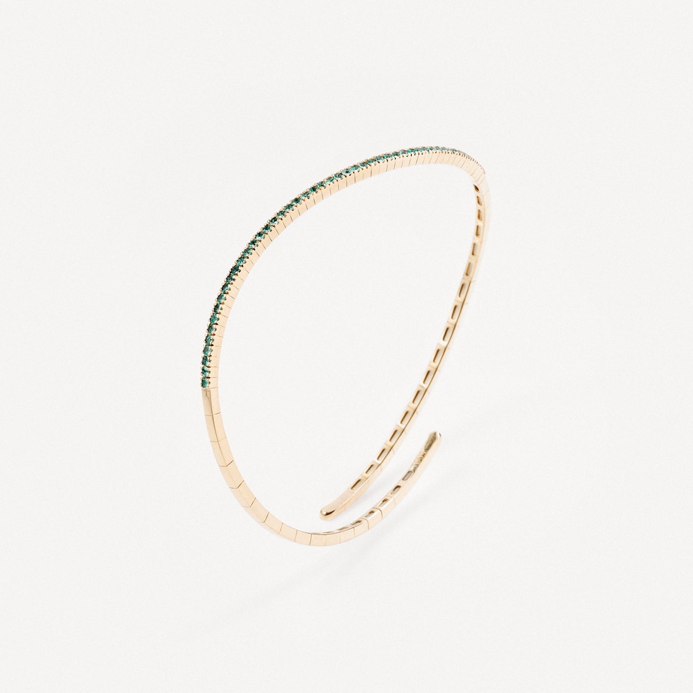 Pulsera abierta de oro con esmeraldas TOUS ATELIER