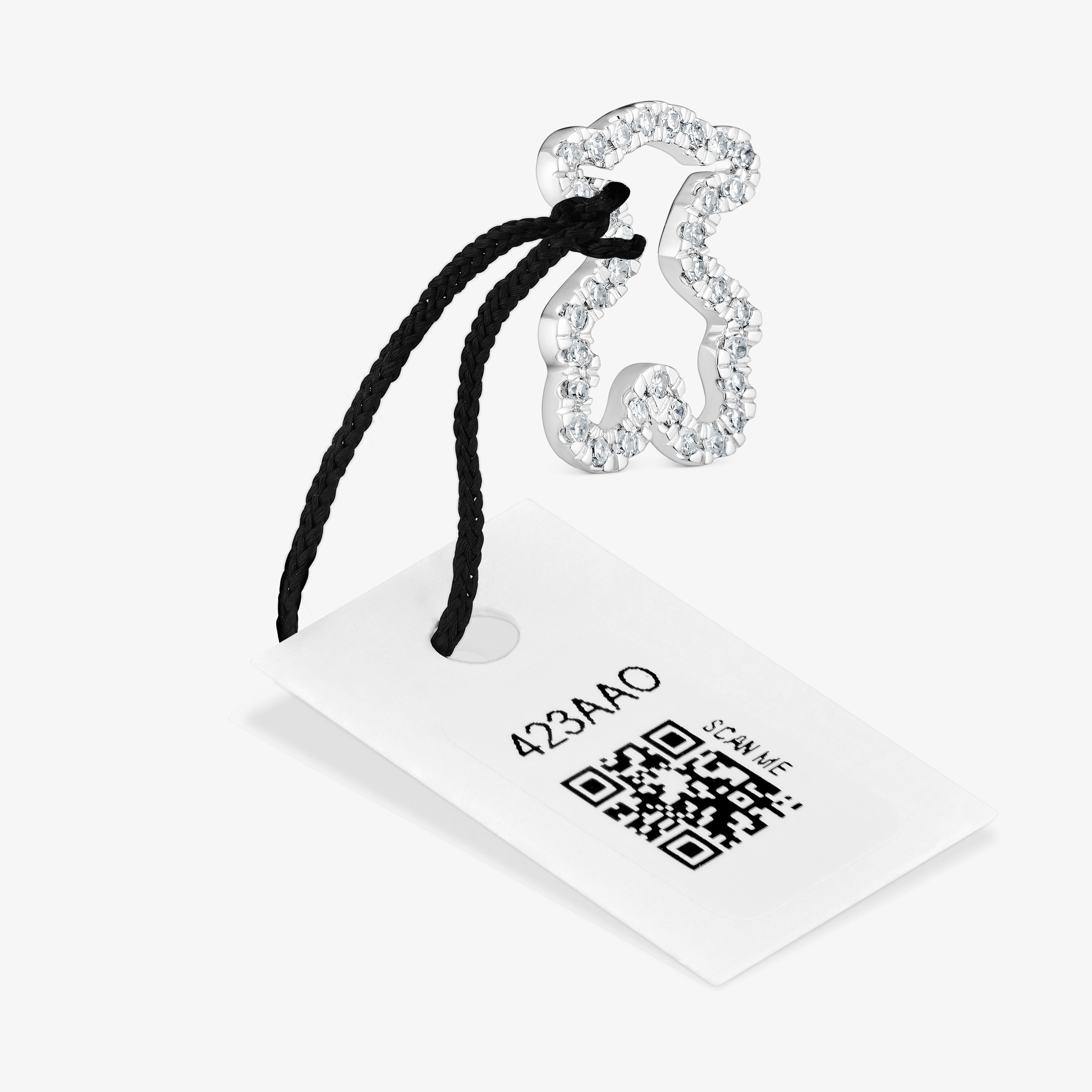 mm 18K white gold bear pendant with diamonds Icon Gems