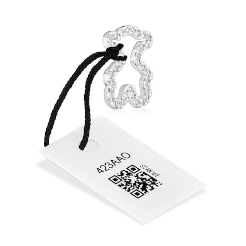 11,5 mm white gold bear pendant with diamonds Icon Gems