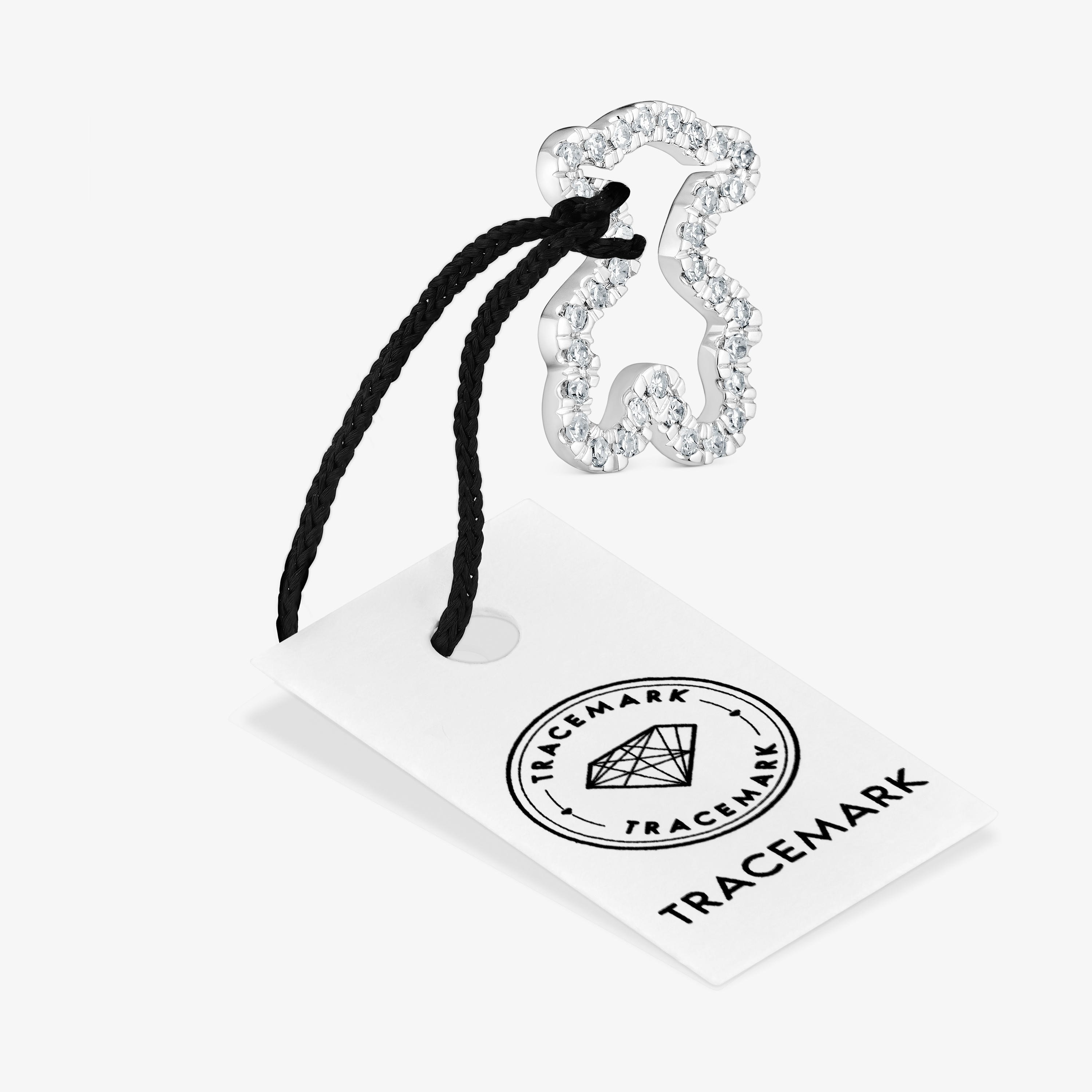 mm 18K white gold bear pendant with diamonds Icon Gems