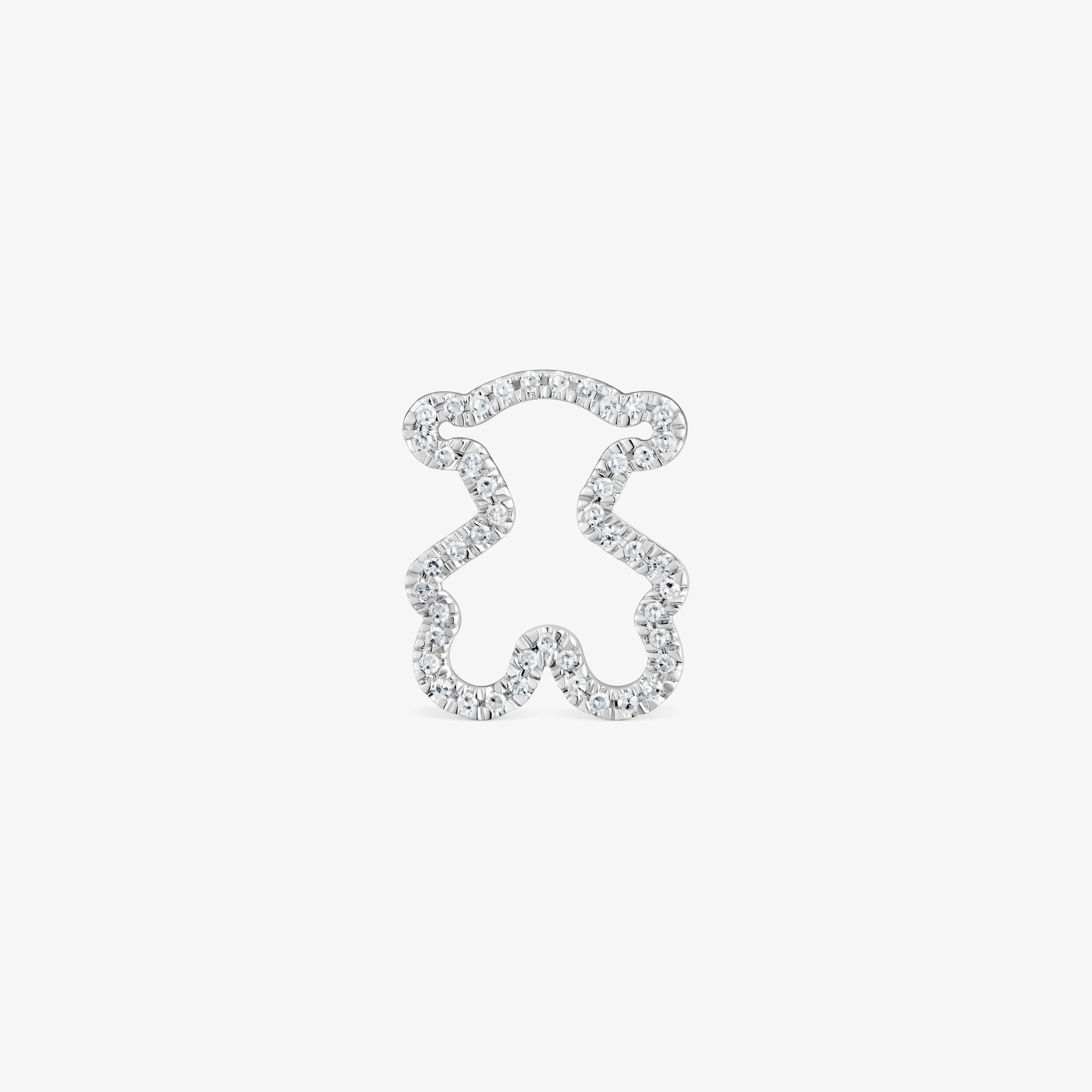16 mm 18K white gold bear pendant with diamonds Icon Gems | TOUS