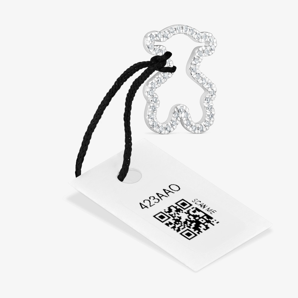 16&nbsp;mm pr&iacute;vesok medved&iacute;ka z&nbsp;bieleho zlata s&nbsp;diamantmi Icon Gems