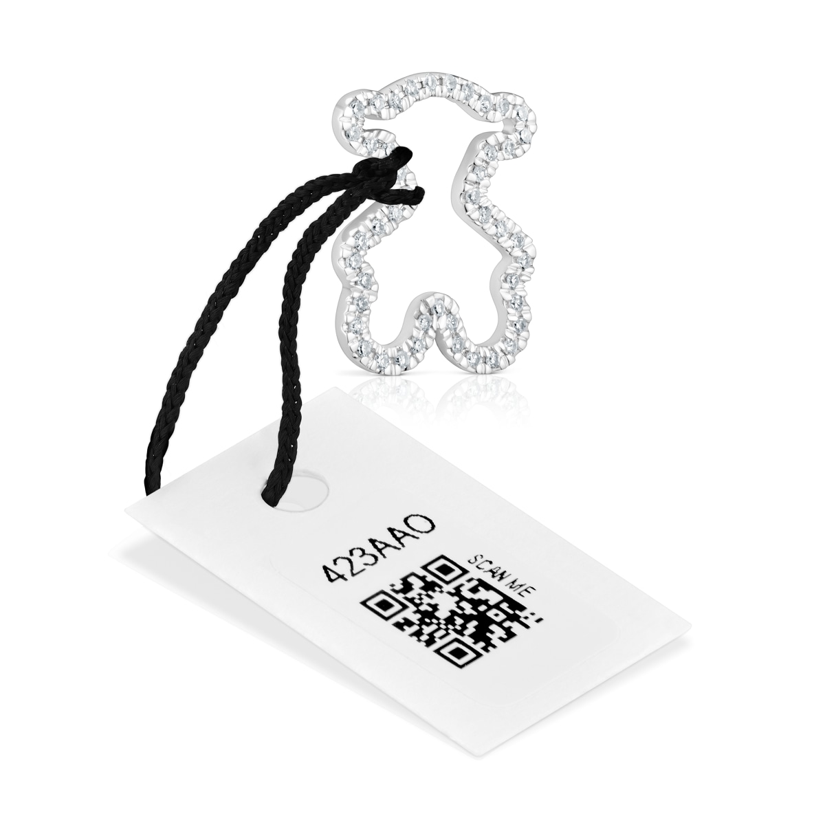 16 mm white gold bear pendant with diamonds Icon Gems