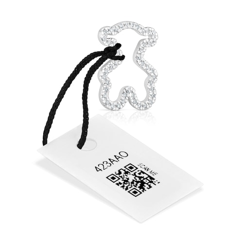 16 mm white gold bear pendant with diamonds Icon Gems