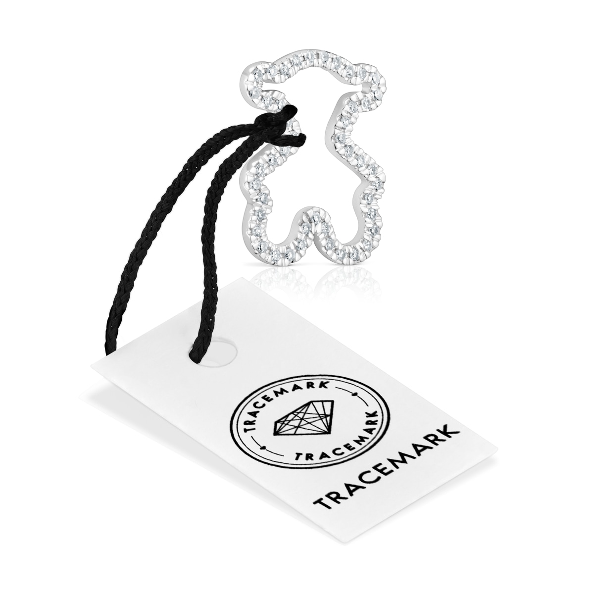 16 mm white gold bear pendant with diamonds Icon Gems