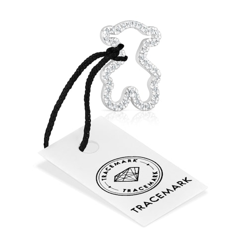 16 mm white gold bear pendant with diamonds Icon Gems