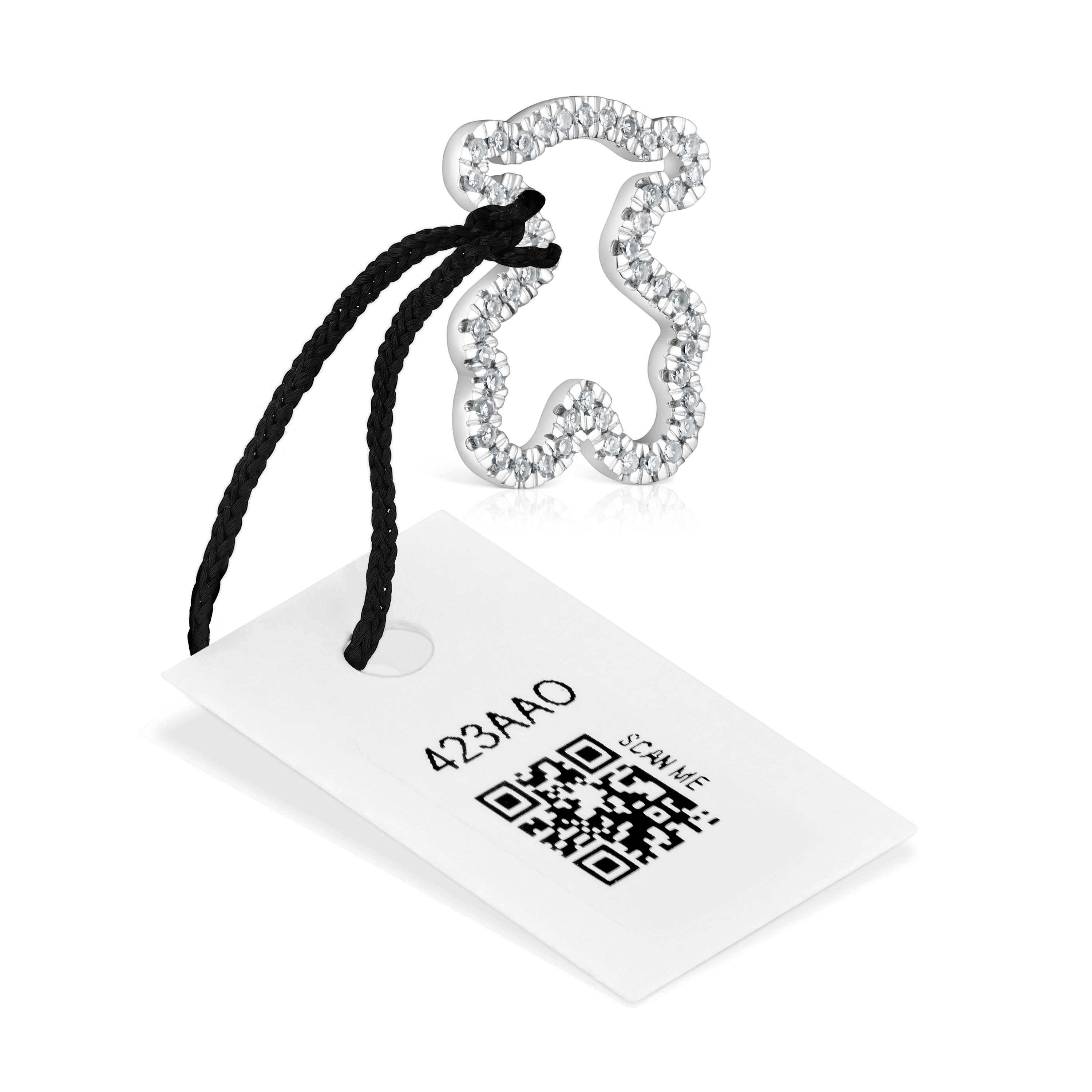 14 mm white gold bear pendant with diamonds Icon Gems