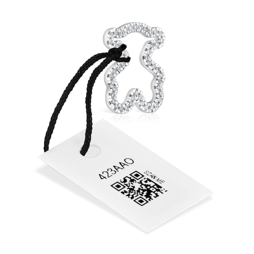 14 mm white gold bear pendant with diamonds Icon Gems
